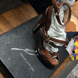 Brian Atwood Brown Strappy Heels
